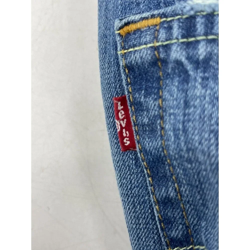 Levi's 522 Red Tab Distressed Straight Leg Med Wash Mid Rise Denim Jeans 33X30